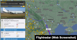 Маршрут полета Boeing RC-135W Rivet Joint по данным сервиса Flightradar