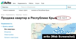 Объявления о продаже недвижимости в Крыму на российском сайте «Авито» во время полномасштабного вторжения России в Украину, 16 сентября 2022 года