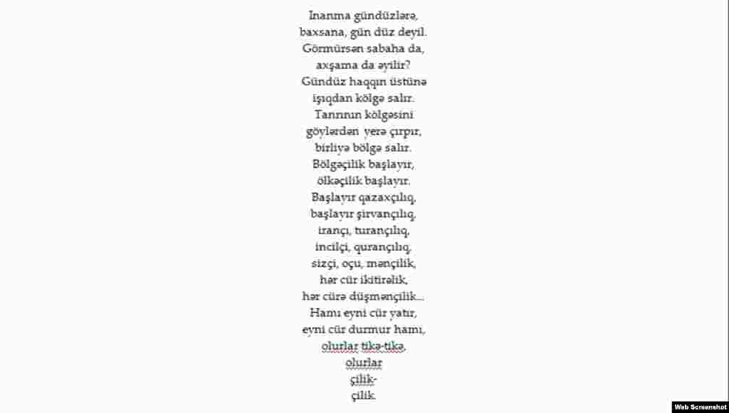 Azerbaijan - Poem by Azeri poet Asad Jahangir